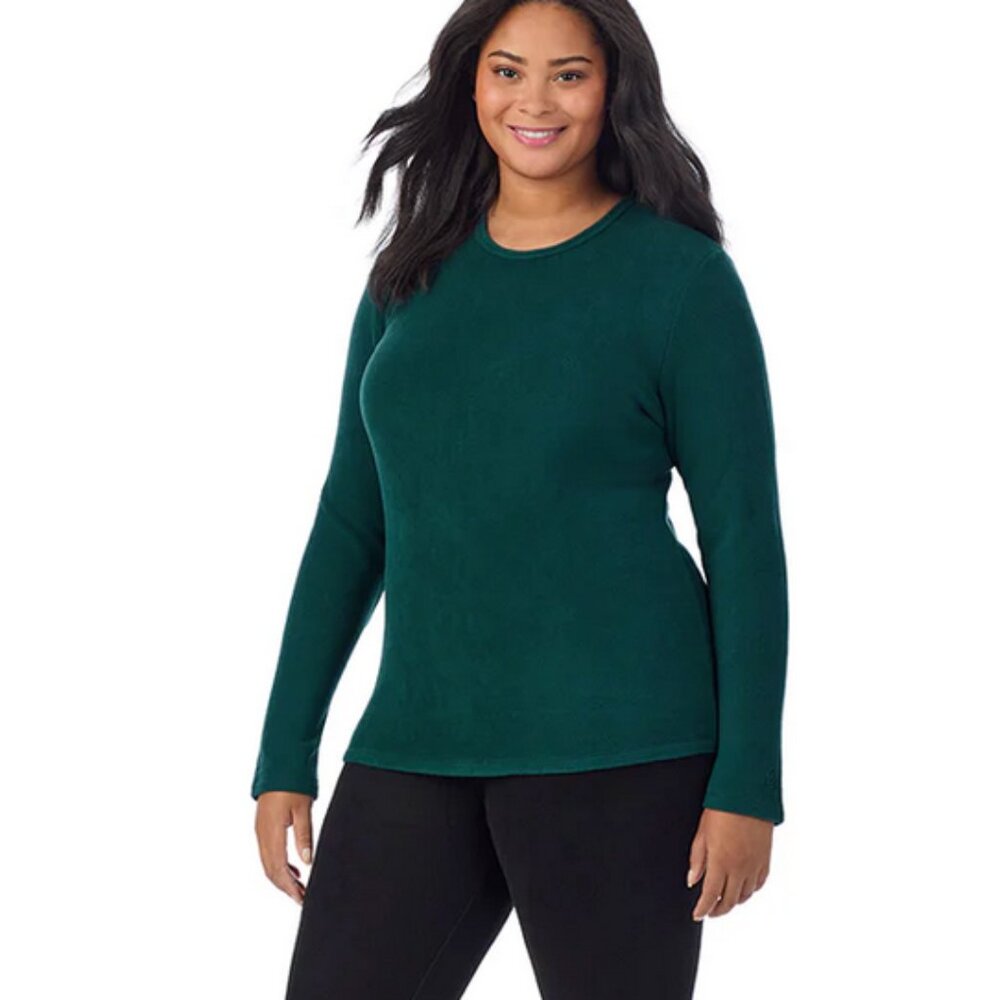 Cuddl Dudsยฎ Fleecewear Stretch Long-Sleeve Top, Dark Pine, Small